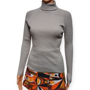 INC International Concepts Silver Ribbed Turtleneck Sweater